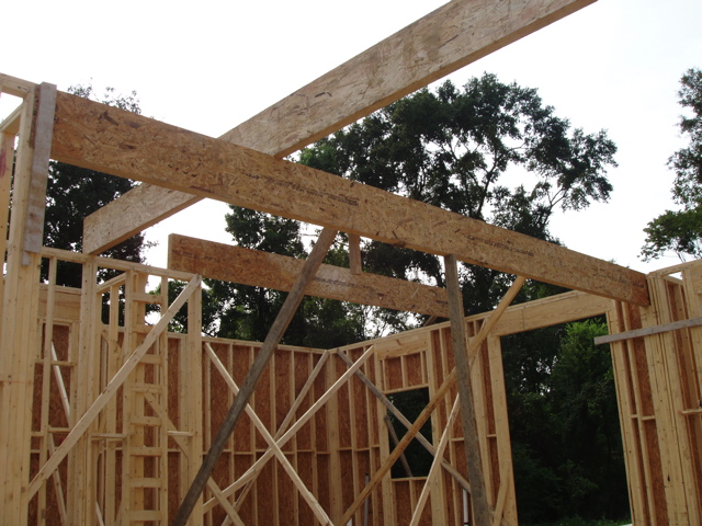 Engineered beams set in place