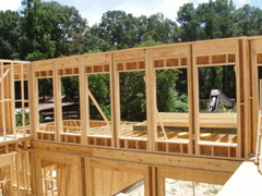 Rear deck framing done on site